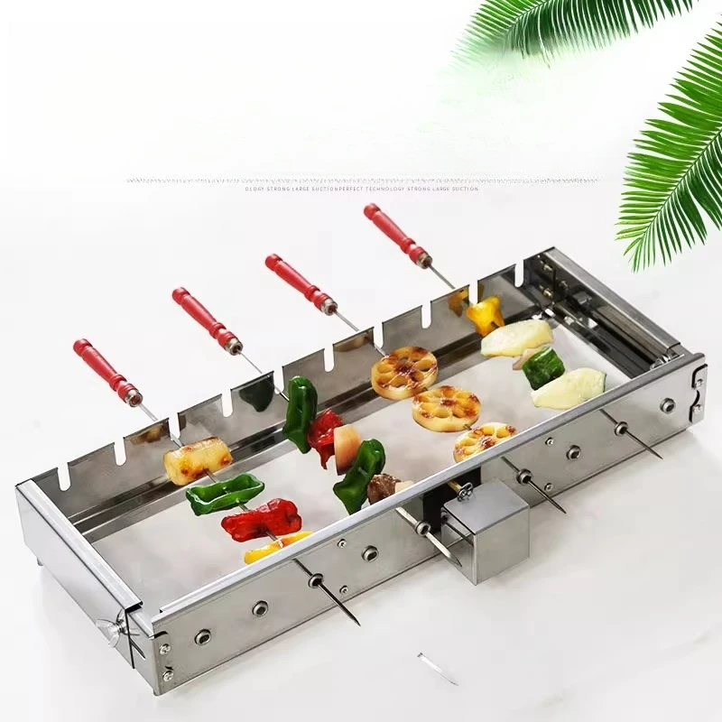 Barbecue Rotating Rack Fully Automatic Adjustable Width Rolling Skewer Machine 5V Compatible with Power Bank AC/DC