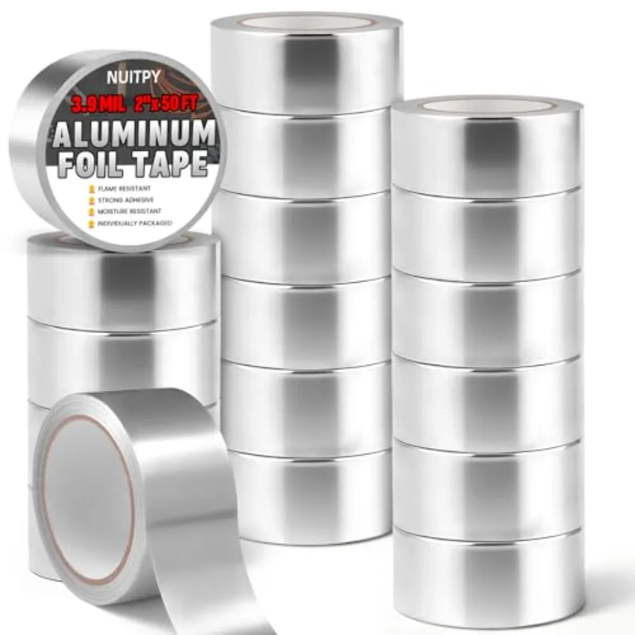 

Aluminum Foil Tape, 3.9 mil 2 Inch x 900 Feet Total Foil Tape, Silver High Temperature Tape, Metal Tapes, Seal HVAC Tape, Insul