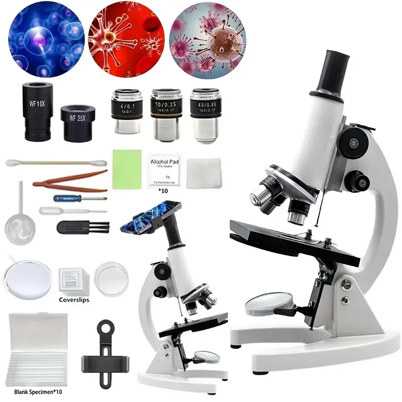 

Biological Microscope 40x-1000x, Suitable For School Teaching And Children, Christmas And Birthday Educational Gift