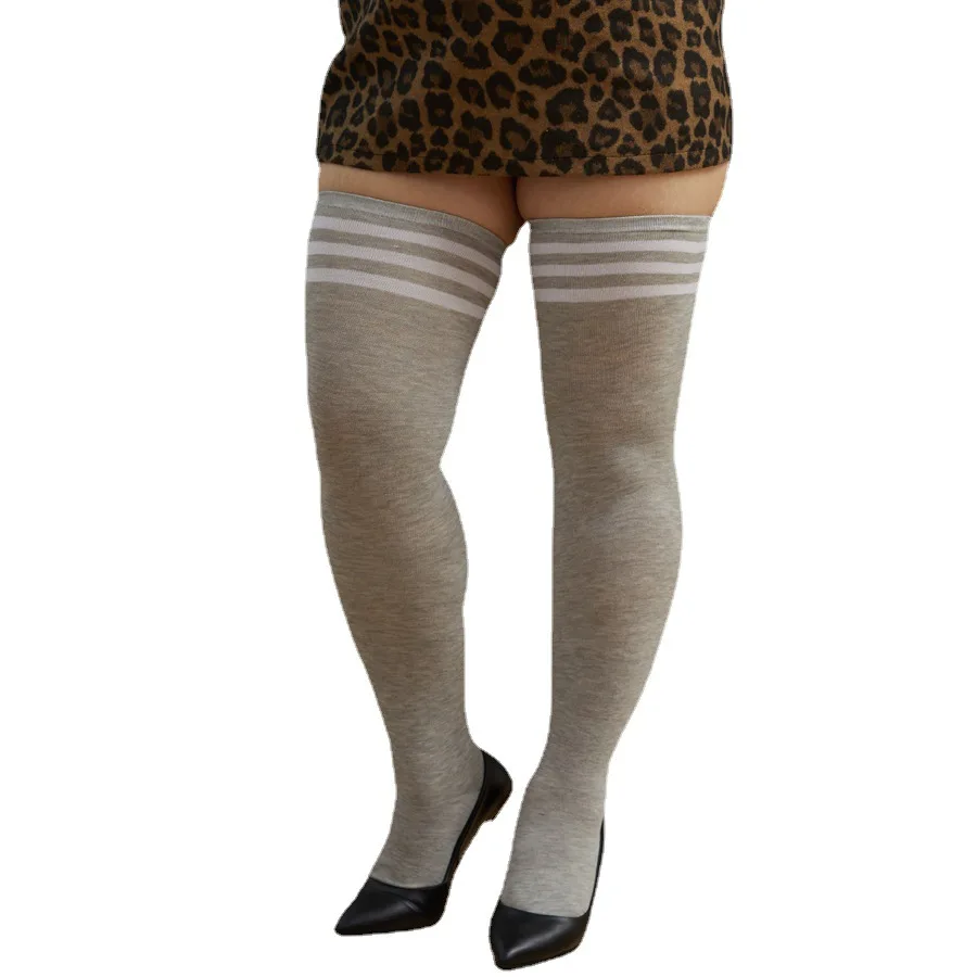 Dropshipping Plus Size Over Knee Socks Women Warm Thigh High Stockings for Daily Use