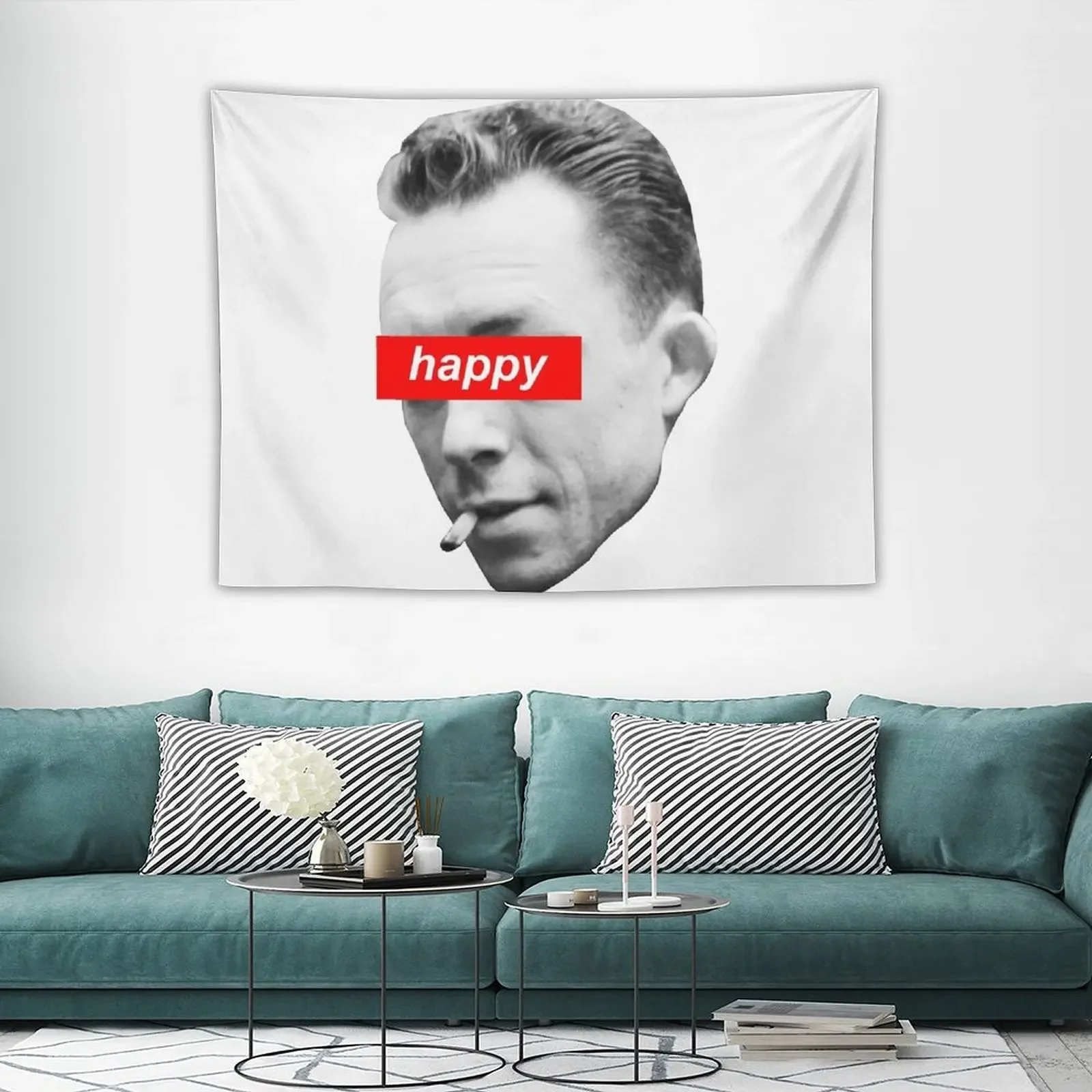

Happy Albert Camus Tapestry House Decorations Cute Decor Home And Comfort Decor Things To Decorate The Room Tapestry