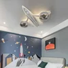 SANDYHA 현대 항공기 천장 팬 어린이 방에 대 한 빛 침실 홈 장식 Ventilador Mando Luminaires Suspendus 2