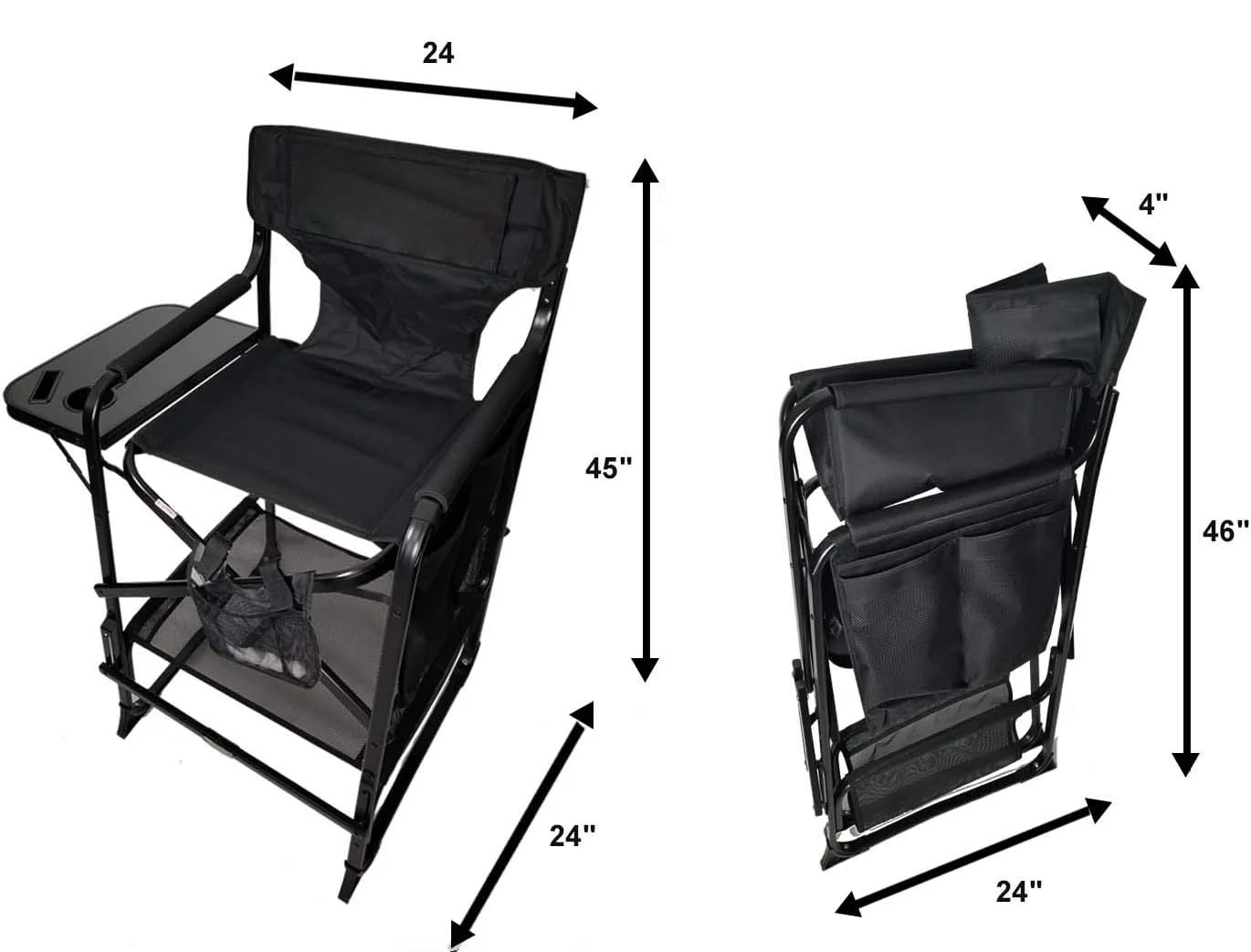 Portable Big all Director Chair with Storage Cart 29 Inch Seat Height for Camping