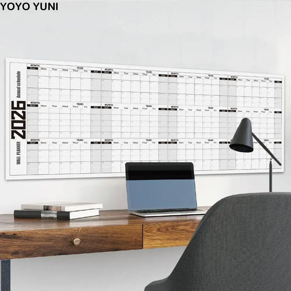 

42x100cm 2026 English Calendar Colorful Creative 12 Month Calendar Notes Thick Paper Large Size Calendar Office Stationery
