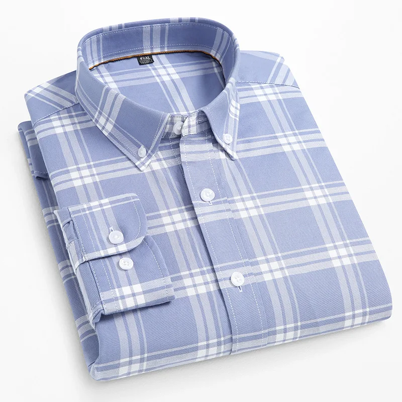 New In Shirt High Quality 100%Cotton Long Sleeve Shirts for Man Slim Fit Casual Plain Shirt Soft Plaid Trends Designer Clothes