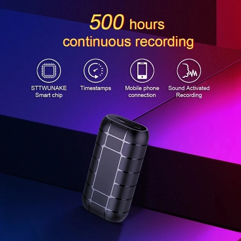 Mini Voice Activated Recorder 500hours Portable Digital Recording Flash Device Professional Sound Dictaphone Audio Micro Record