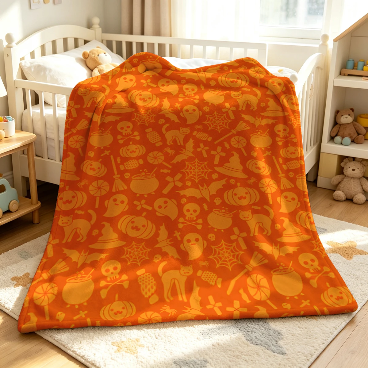 Orange Witch Cauldron Winter Summer Flannel Blanket Throw Fleece Soft Fuzzy Plush Cozy Fleece Blankets for Sofa Ideal Gifts