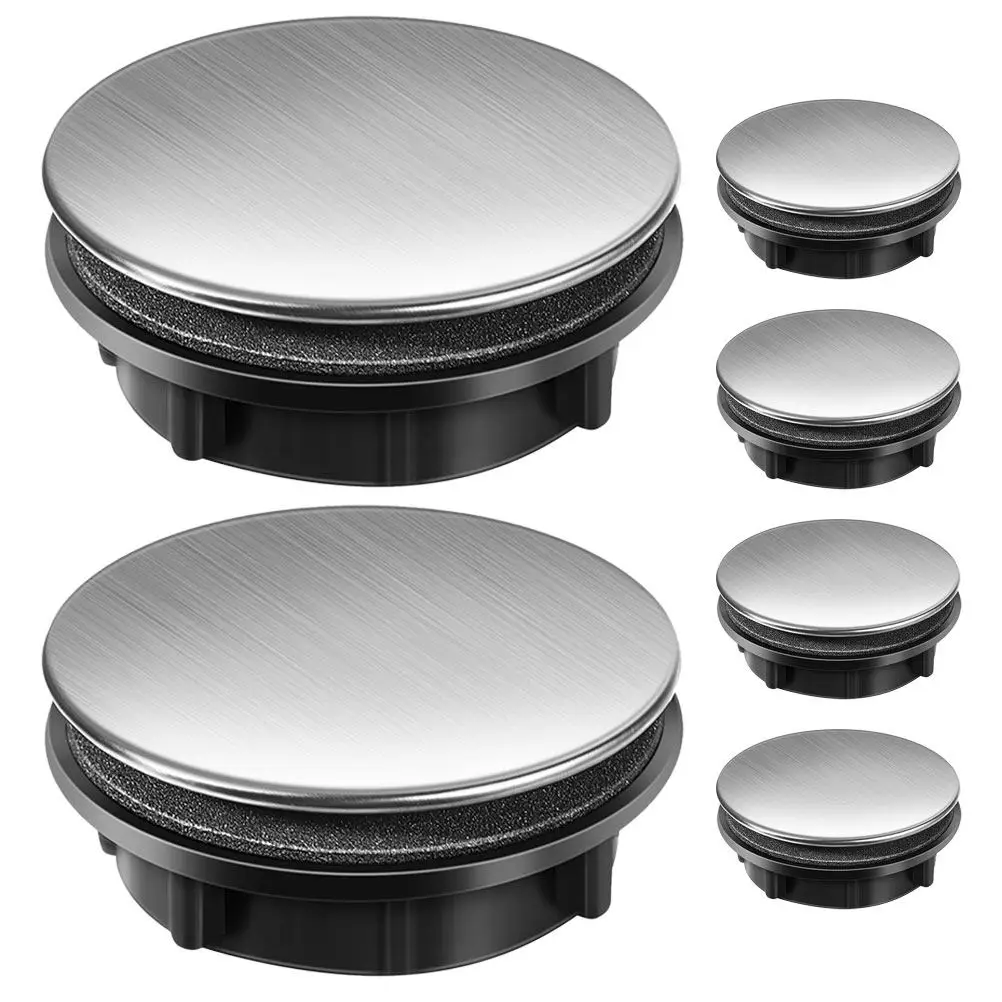 

6Pcs Stainless Steel Sink Hole Cover Set for Kitchen Faucet Holes Soap Dispenser Openings Sleek Secure Fit Hole Concealer Cap