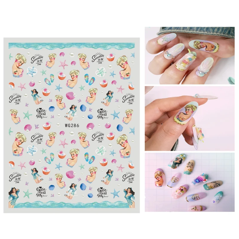 10PCS Disney ยี่ห้ออะนิเมะสติกเกอร์ติดเล็บชุดพีช Monroe Little Angel Self-กาว Perlengkapan Nail Art ตกแต่งเล็บ Slider