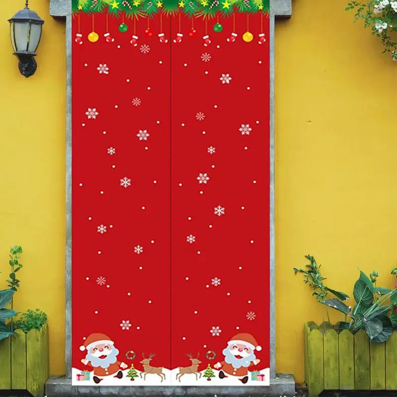 New Christmas Door Curtains Sound Proof Curtains Magnetic 37x80 Inches Thicken Door Cover Blanket Screen Thermal Insulated Door