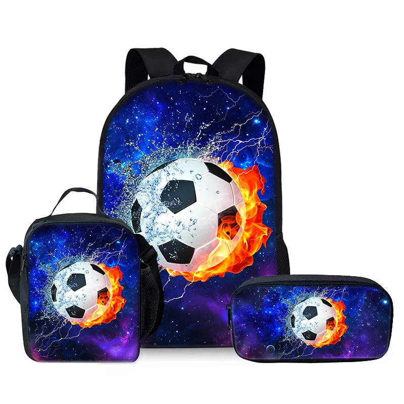 

Trendy Popular Funny football 3D Print 3pcs/Set pupil School Bags Laptop Daypack Backpack Crossbody Lunch bag Pencil Case