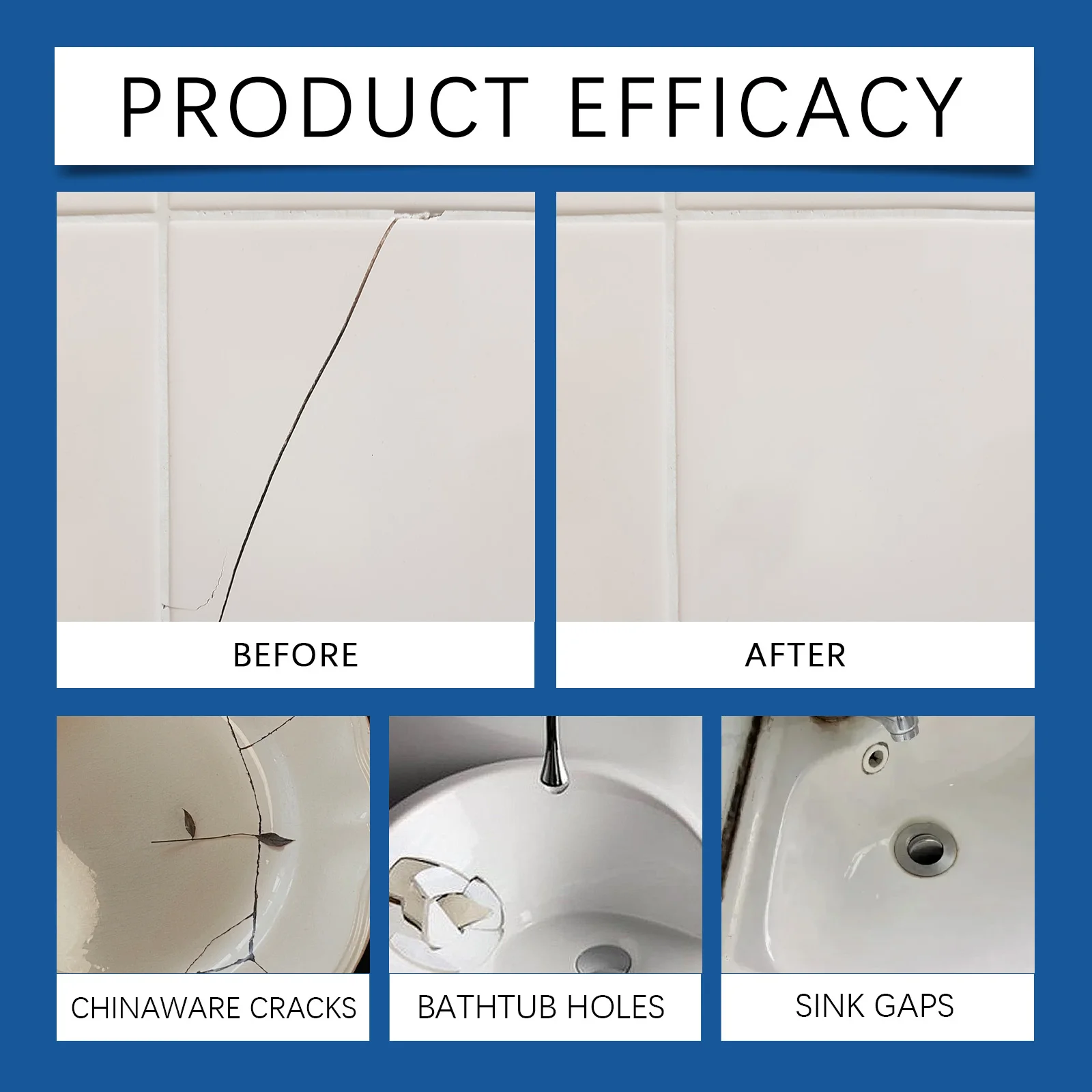 A+B Epoxid-Putty-Porzellan-Reparaturset, Reparaturpaste für Keramik- und Fliesenriss für Badewanne, Waschbecken, Wand- und Duschfüller für Chips, Risse – Detail 5