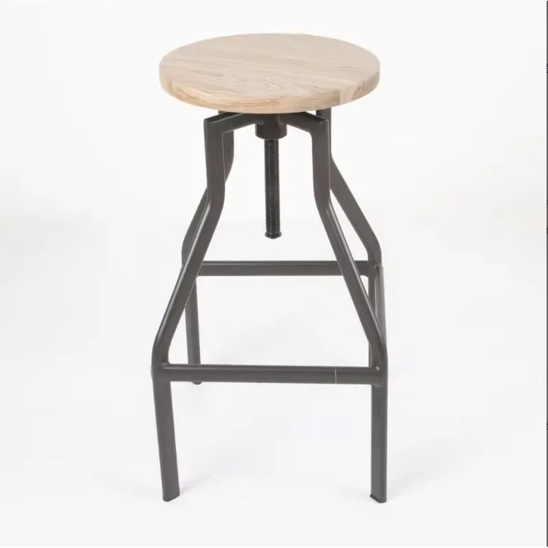 2 Piece Convertible Rustic Steel Bar Stool with Height Adjustable Foot Pedals for Hotel and Warehouse Use