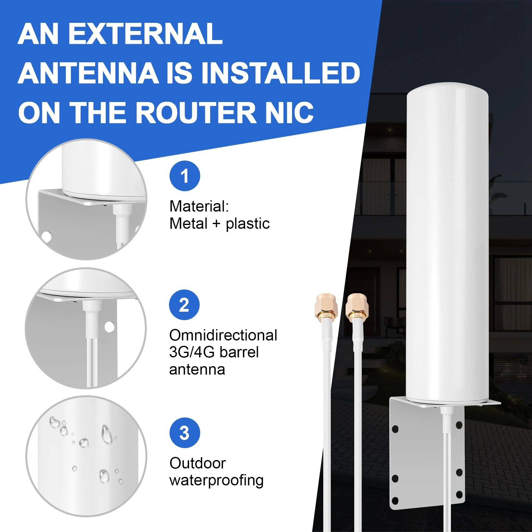 Antena externa para exterior, 3g, 4g, lte, com 5m, conector sma para roteador, modem