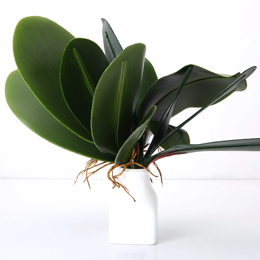 

Artificial Phalaenopsis Fake Leaves Simulation Plants Wedding Home Party Decor Green Lifelike Plastic Butterfly