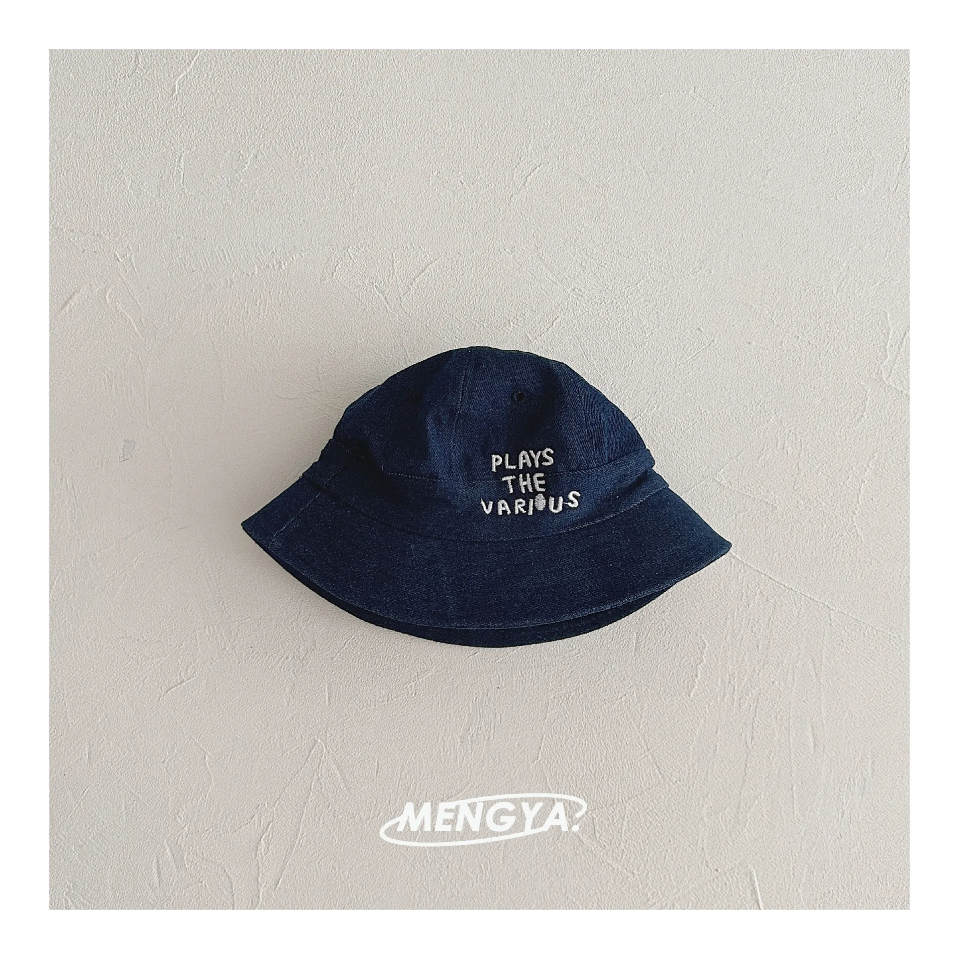 2026 Casual Style Unisex Kids Denim Bucket Hat Letter Embroidery Wide Brim Sun Hat Casual Outdoor Fisherman Cap view 5