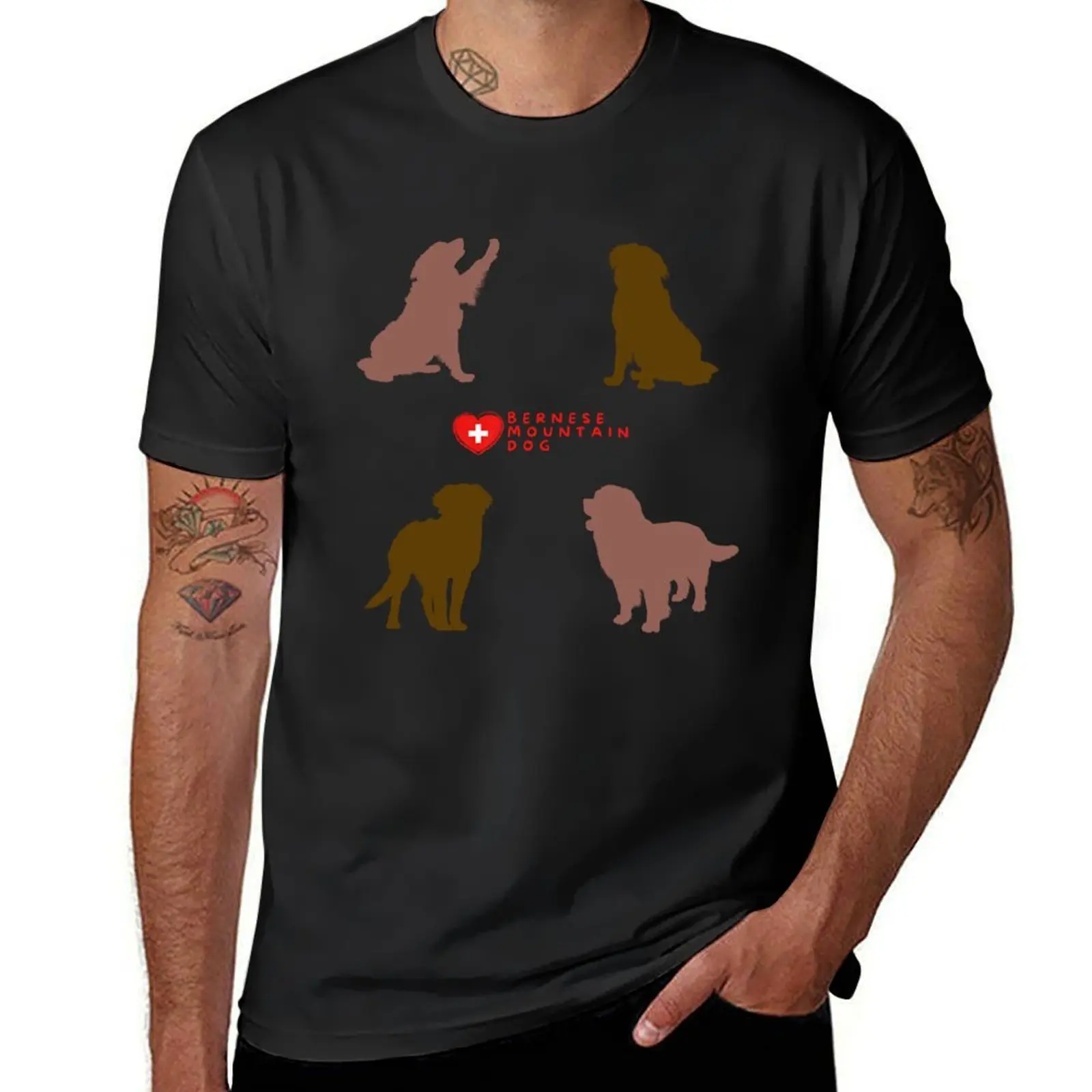 Bernese Mountain Dog Silhouette HiFive T-Shirt customs design your own boys animal print kawaii clothes oversizeds mens t shirt