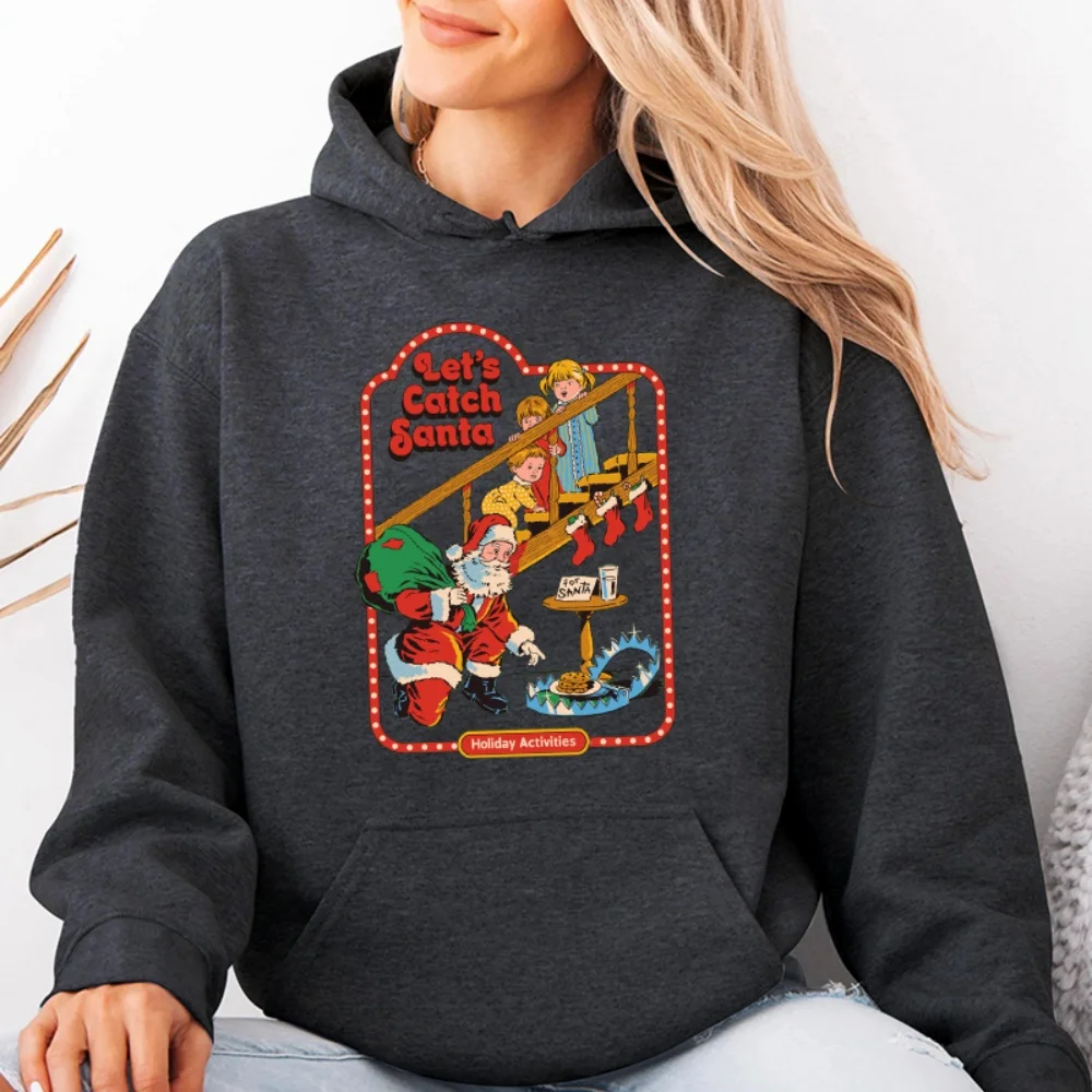 

Винтажные графические нашивки «Let's Catch Santa» для детей и Санта-Клауса для курток, сделай сам, термонаклейки для одежды и холщовых сумок, наклейки