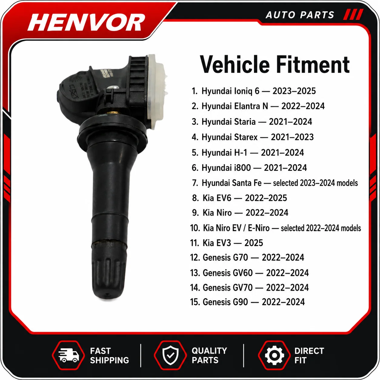 52940-CG100 433MHz TPMS Tire Pressure Sensor for Hyundai Kia Genesis Ioniq 6 EV6 Niro Staria G70 GV60 GV70