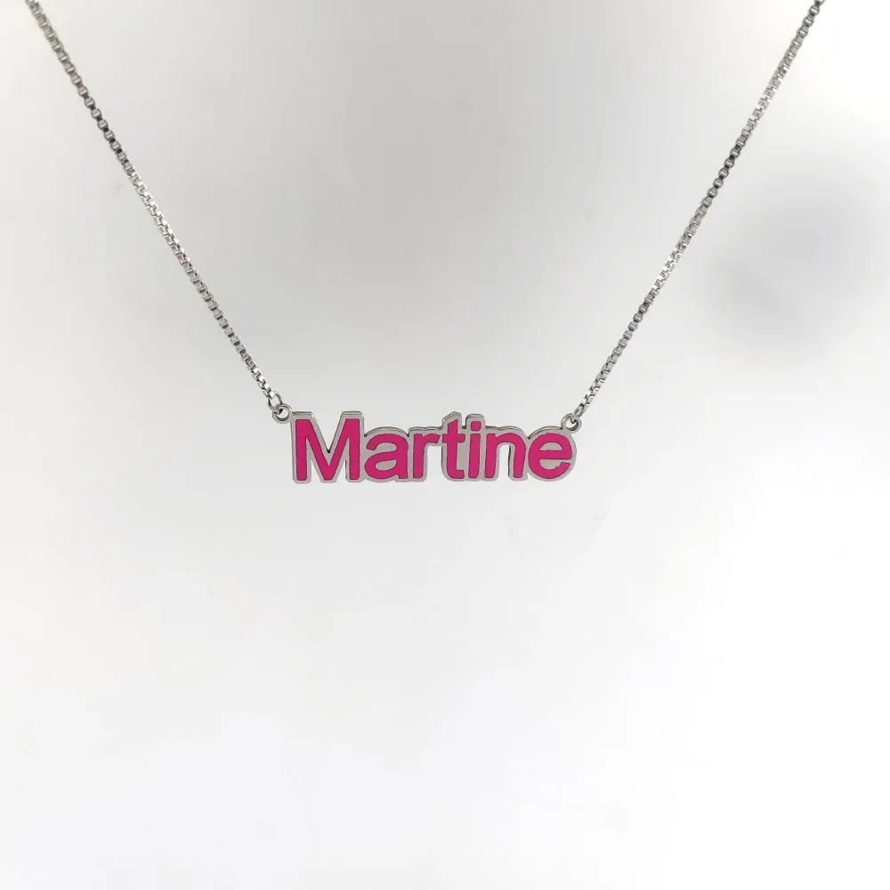 

Custom enamel name Necklace Personalized Stainless steel Nameplate Color Enamle Pendent Gifts For Friends, Couple, Fmaily Gifts