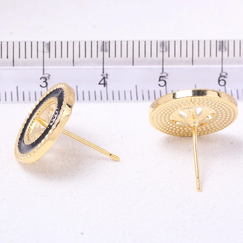 E022 Gold Plated Copper S925 Sterling Silver Needle Pearl Stud Earrings Findings Jewelry Making DIY Jewelry Accessories