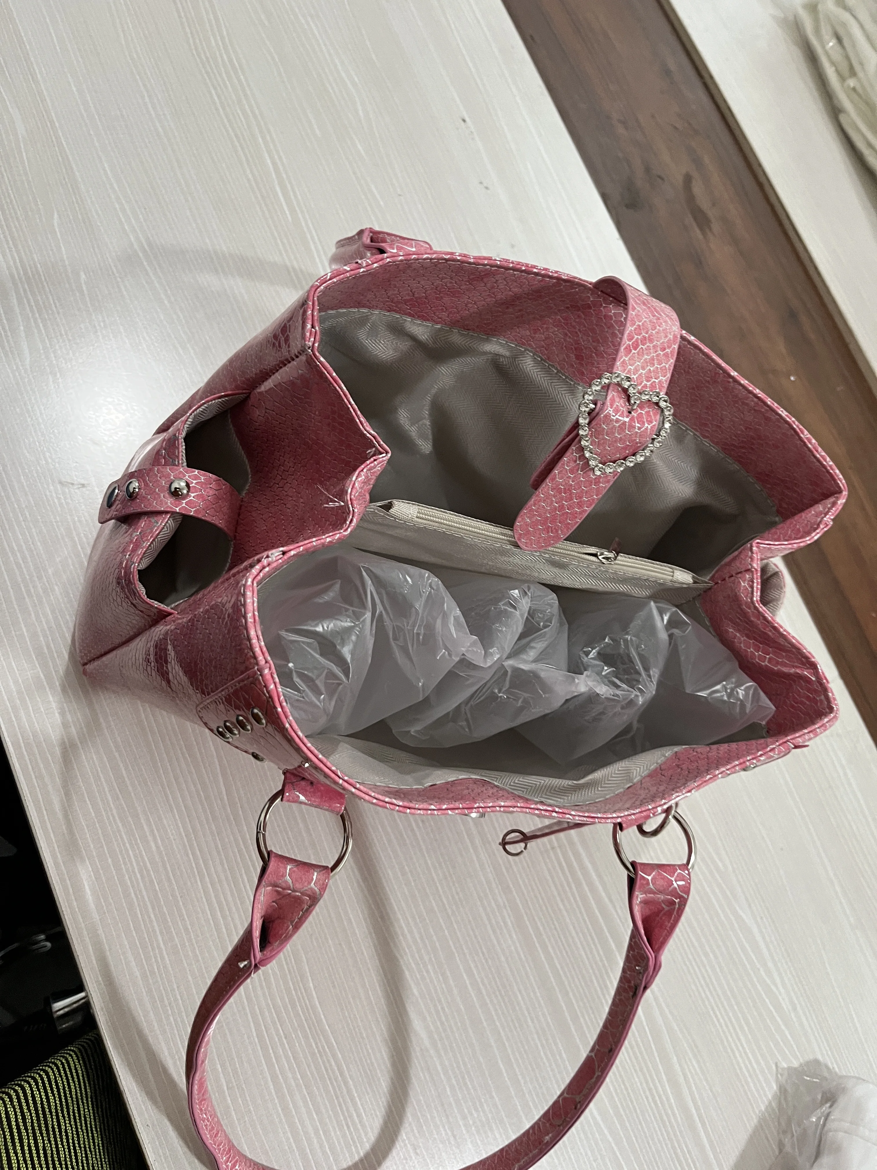 Umhängetasche mit Krokodilmuster und Prägung, Damenhandtasche mit großem Fassungsvermögen, Designer-Aktentasche, Y2k-Mädchen-Pendlermode-Handtasche, Rosa – Detail 23