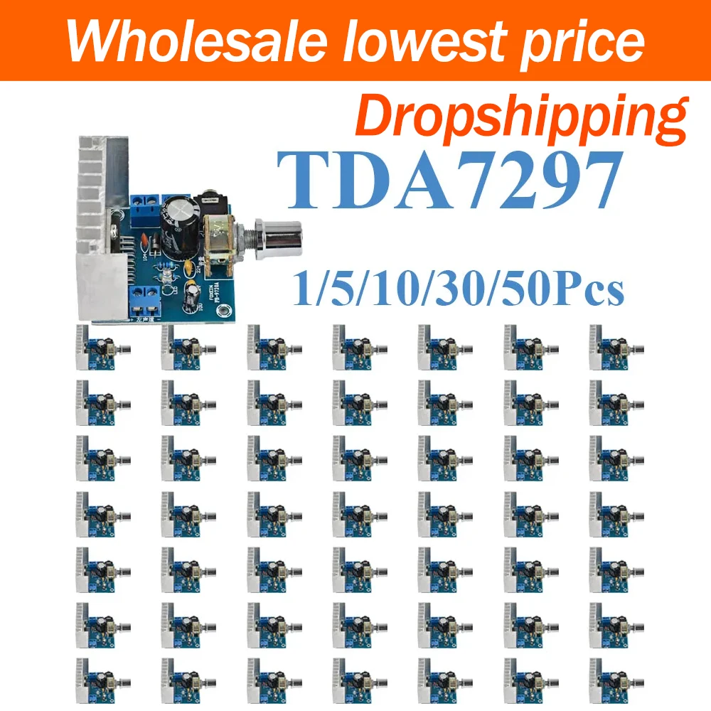 1~50Pcs TDA7297 Digital Audio Power Amplifier Board Dual Channel Low Noise DC 12V Finished Amp Module For Car Audio DIY Speakers
