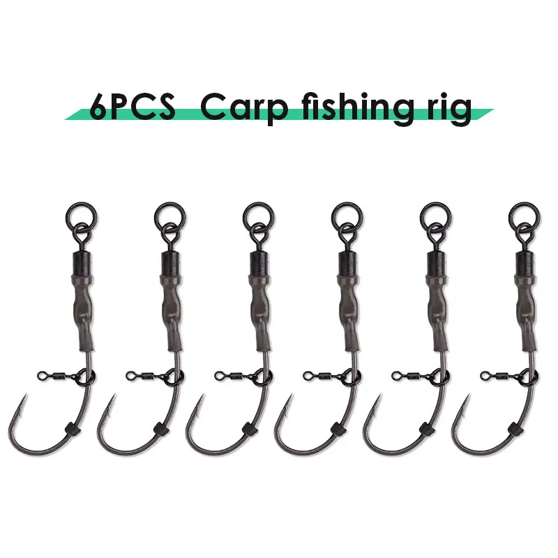 6Pcs Ronnie Rig Pre‑Tied Carp Fishing Rigs – Ready‑Made Spin