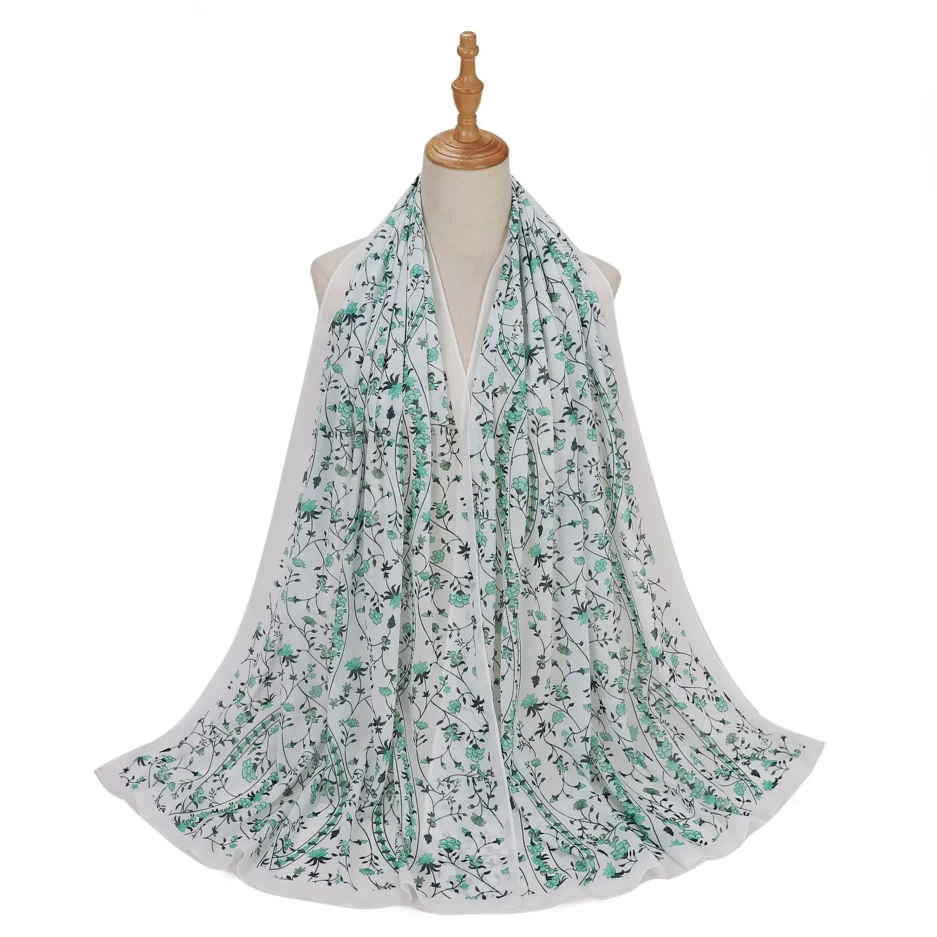 New Fresh Floral Printed Chiffon Hijabs for Woman Shawls Turban Hijab for Women Muslim Fashion Head Scarf Headwraps for Women