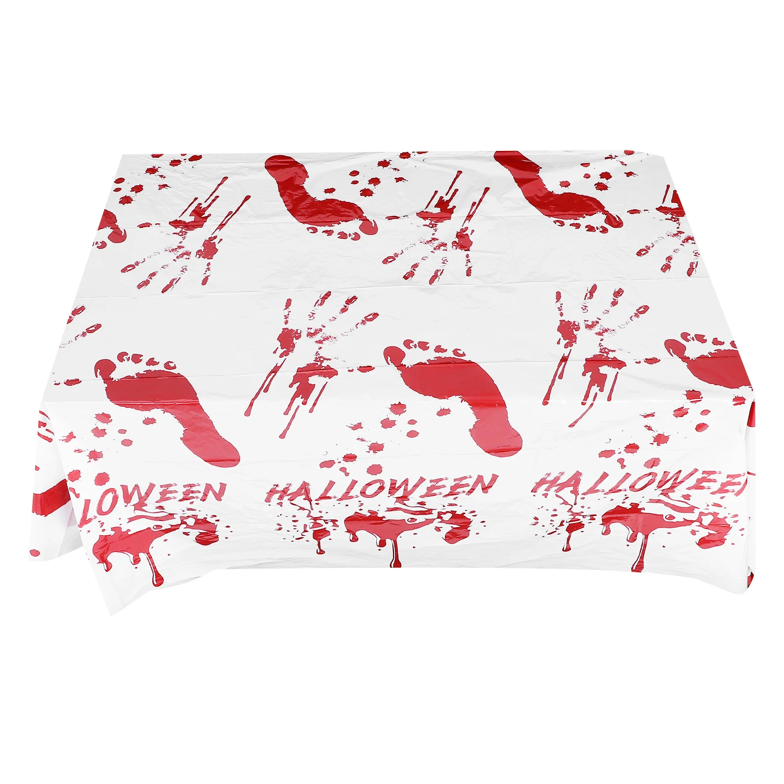 

2pcs Tablecloth 274X137Cm 183X137Cm Bloody Handprint Scary Plastic Table Cover For Horror Party Haunted House Decor Halloween