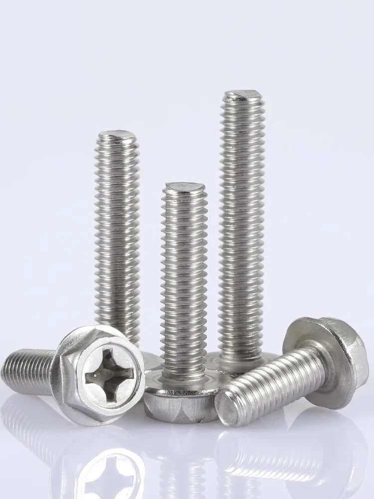 M3 M4 M5 M6 M8 Phillips Flange Bolts 304 Stainless Steel External Hex Hexagon Screws Bolt Metric Thread 5mm ~ 60mm