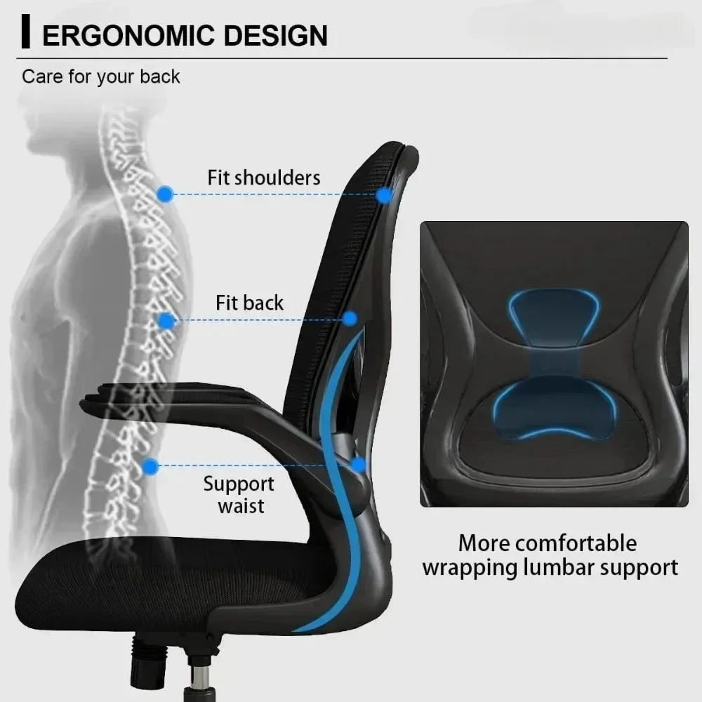 Home Office Chair Ergonomic, Mesh Desk Chair Lumbar Support, Ergonomic Computer Chair Adjustable Armrest