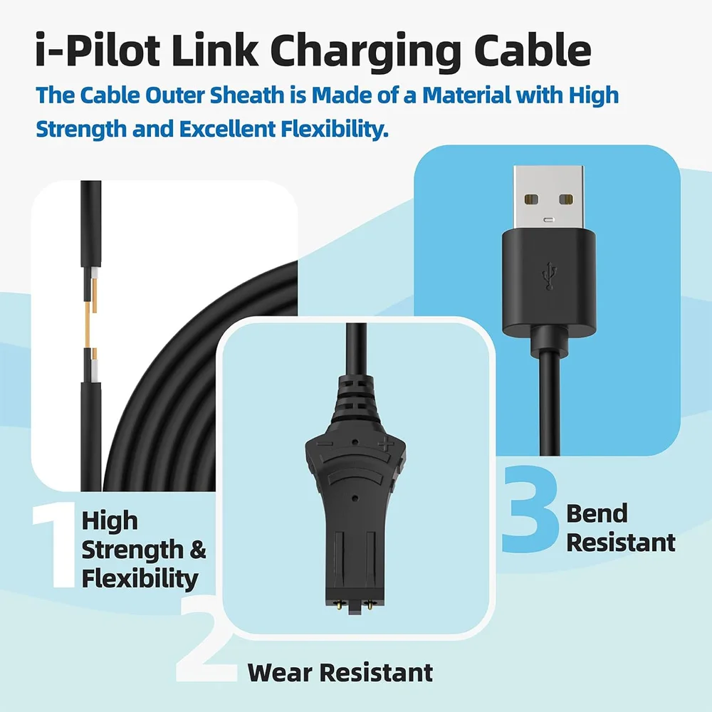1866460 Charging Cable with i-Pilot Link Remotes for Minn Kota Trolling Motor Battery Replacement Parts Charger USB Power Cord