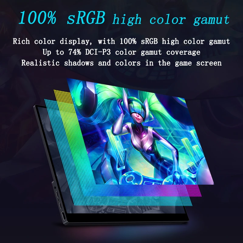 15.6 / 17.3 inch 2K 144hz Portable Monitor FreeSync Touchscreen 1ms Anti-blue Light HDMI-compatible Hidden Stand Gaming Display