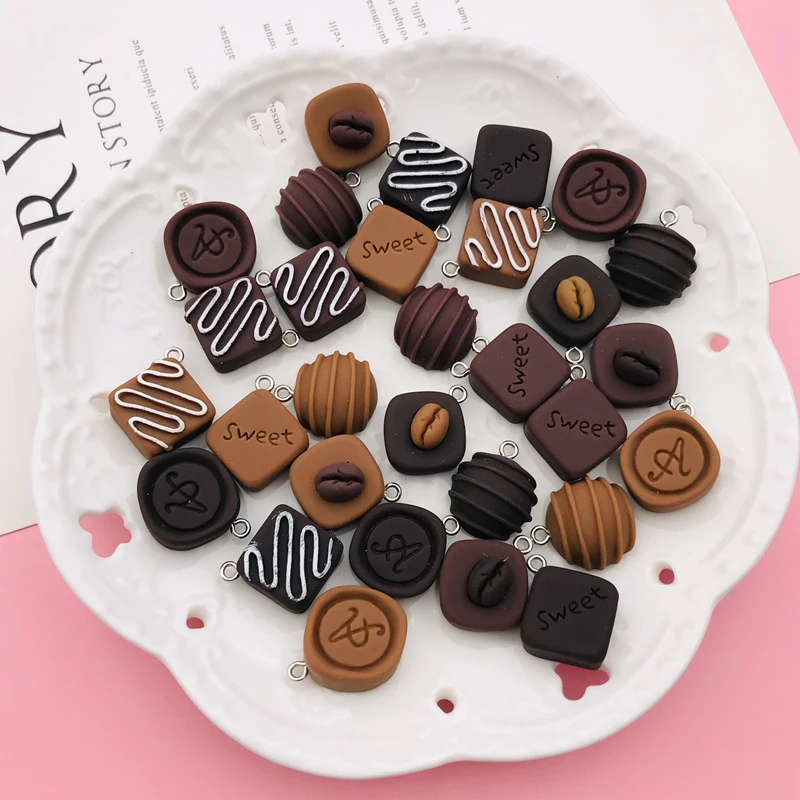 10pcs Kawaii Hot Selling Cute New Chocolate Charm Pendant for Earring Keychain Jewelry accessory DIY Making