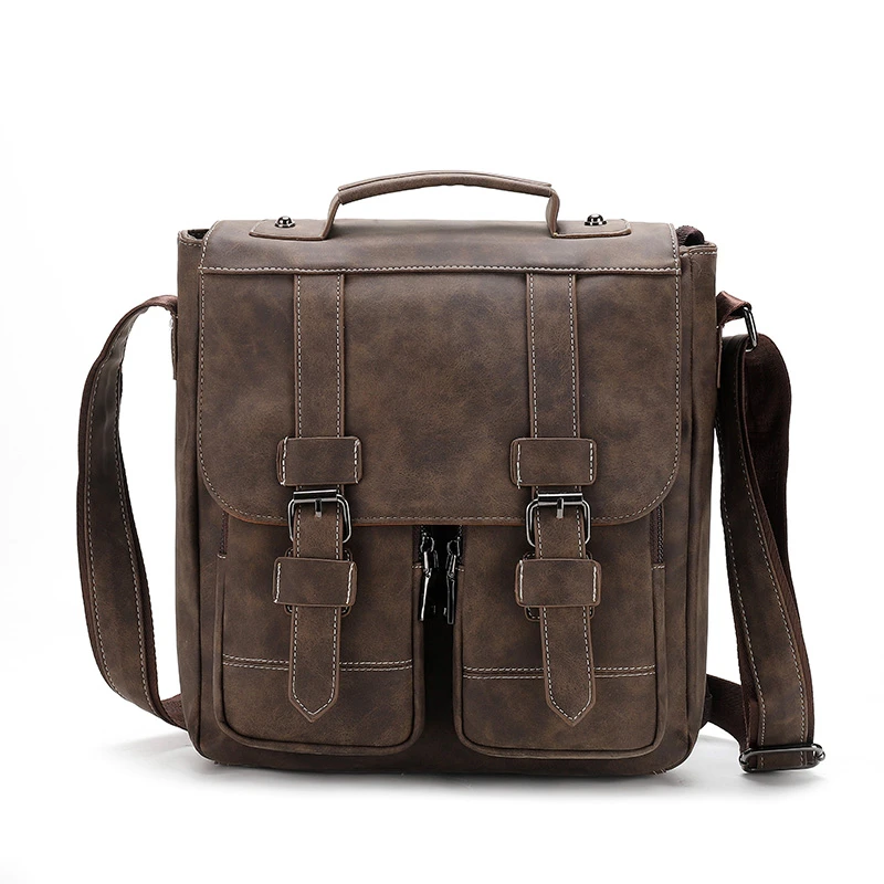 

High Quality Men PU Leather Shoulder Bag Fashion Male Brifcase Solid Handbags New Casual Zipper Laptop Crossbody Bags for Men