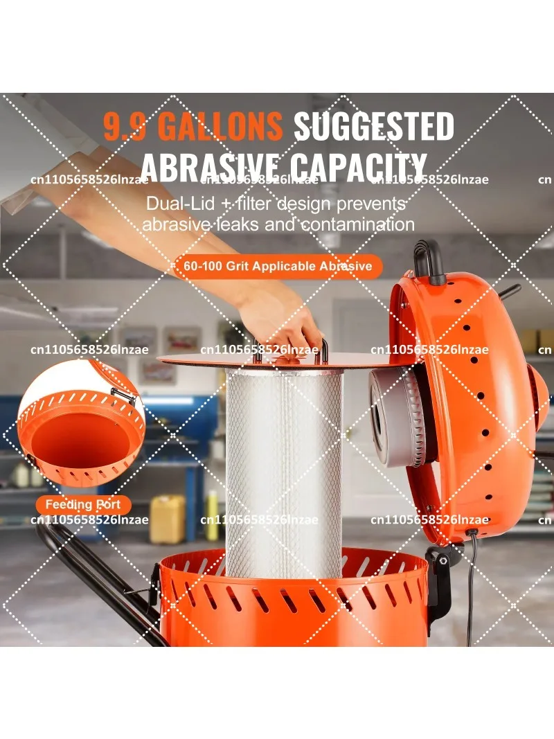 28-Gallon Vacuum Blasting Machine with 1200W Dust-Free System for Abrasive Recovery and Dust Control