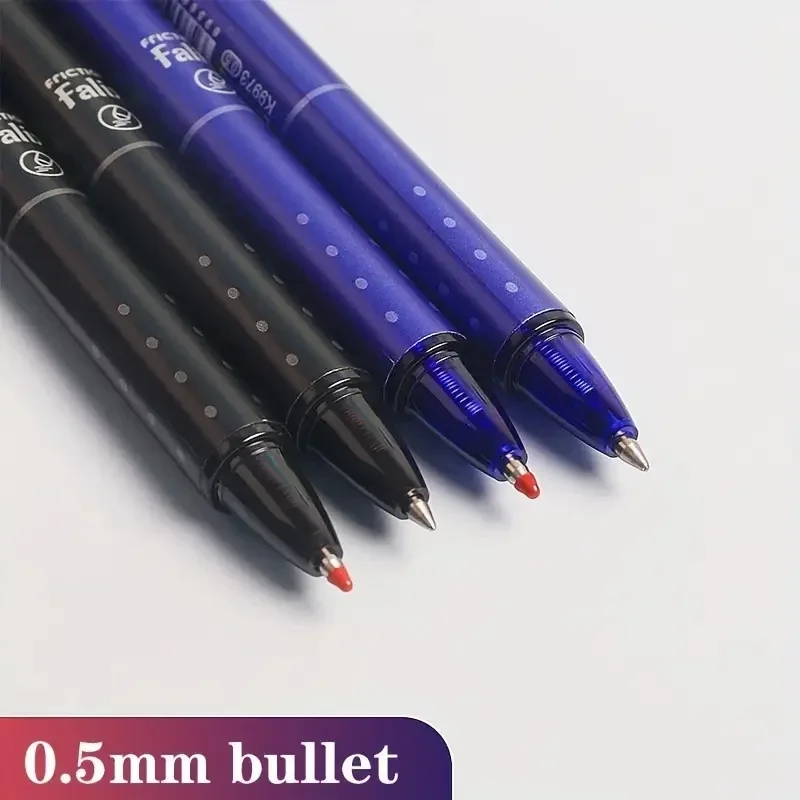 Push-Button Erasable Gel Pens Set 0.5mm Black/Blue Pen Refill Replaceable Rods Washable Handle School Office Supplies Stationery