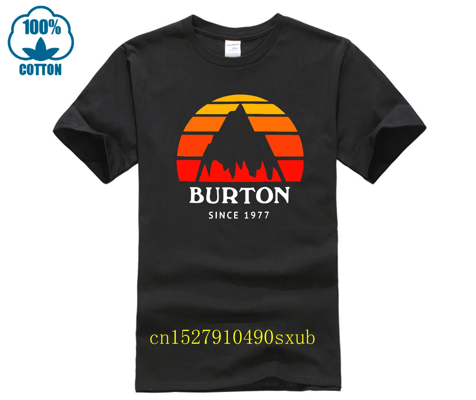 BURTON Snowboards Logo Black T Shirt Summer Clothes Popular Shirt Cotton Tees Amazing Short Sleeve Unique