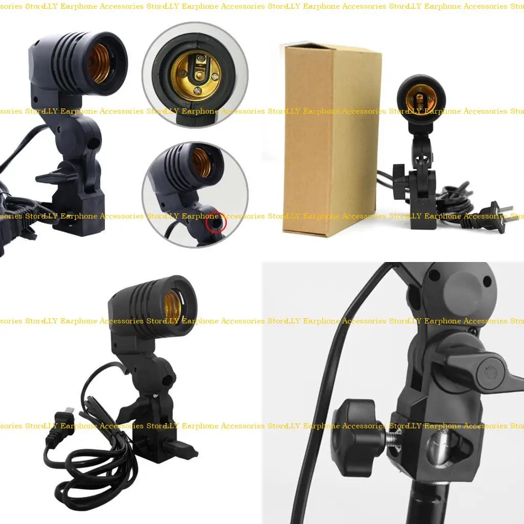 

462E Photography Studio Light Stand Adapter with E27 Bulb Interfaces Compatibility and Long Power Cord Easy Mounting