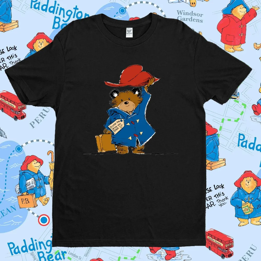 

I Love London Funny Vintage Paddington Bear in Londo Cartoon Graphic Men Women Cotton Tshirt Short Sleeve Unisex Aesthetic Tee