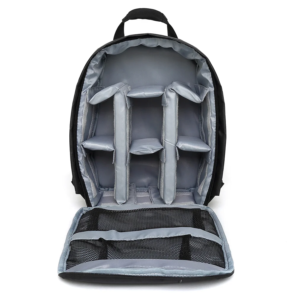 Camera Bag Dslr Backpack Waterproof Nylon Shockproof Rain Cover Dual Zipper Mesh Pockets Adjustable Dividers Grey