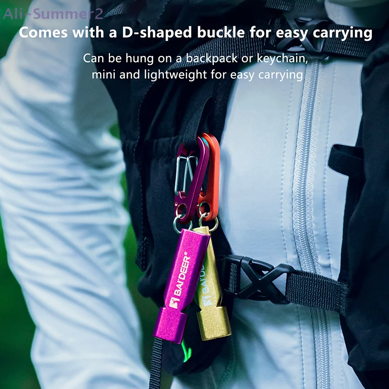 Aluminum Alloy Double Pipe Keychain Whistle, 1PC, High Decibel, Comes With Rope For Adventure Activities, Available in 5 Colors