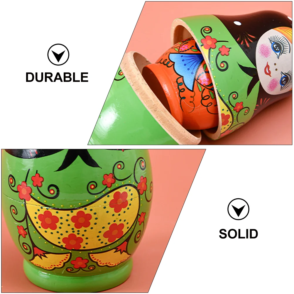 Matryoshka Toys Cartoon Nesting Wooden for Kids Travel