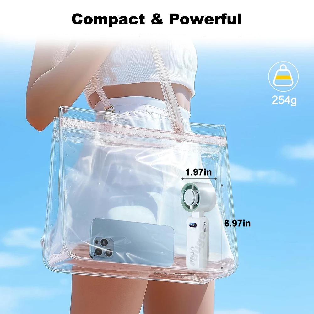Portable Handheld Turbo Fan Foldable Hanging Neck Fan Mini Hand Fan 3600mAh USB Rechargeable High Speed Ice Cooling Turbo Fan image 6
