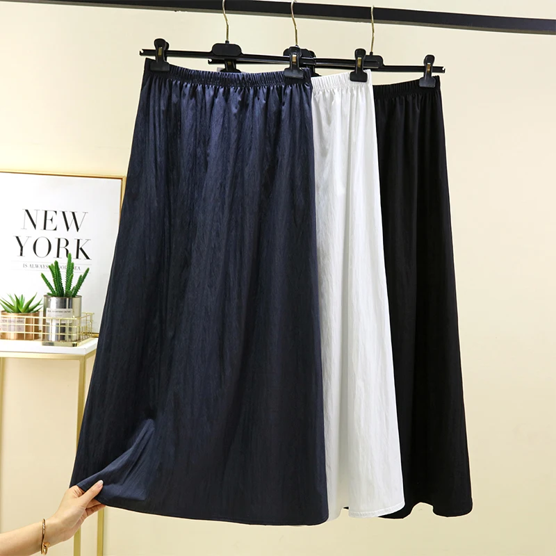 

Slimming High Waist Long A-Line Skirt Women's Summer Loose Ankle-Length Floor-Length Skirt Thin Base Layer Skirt
