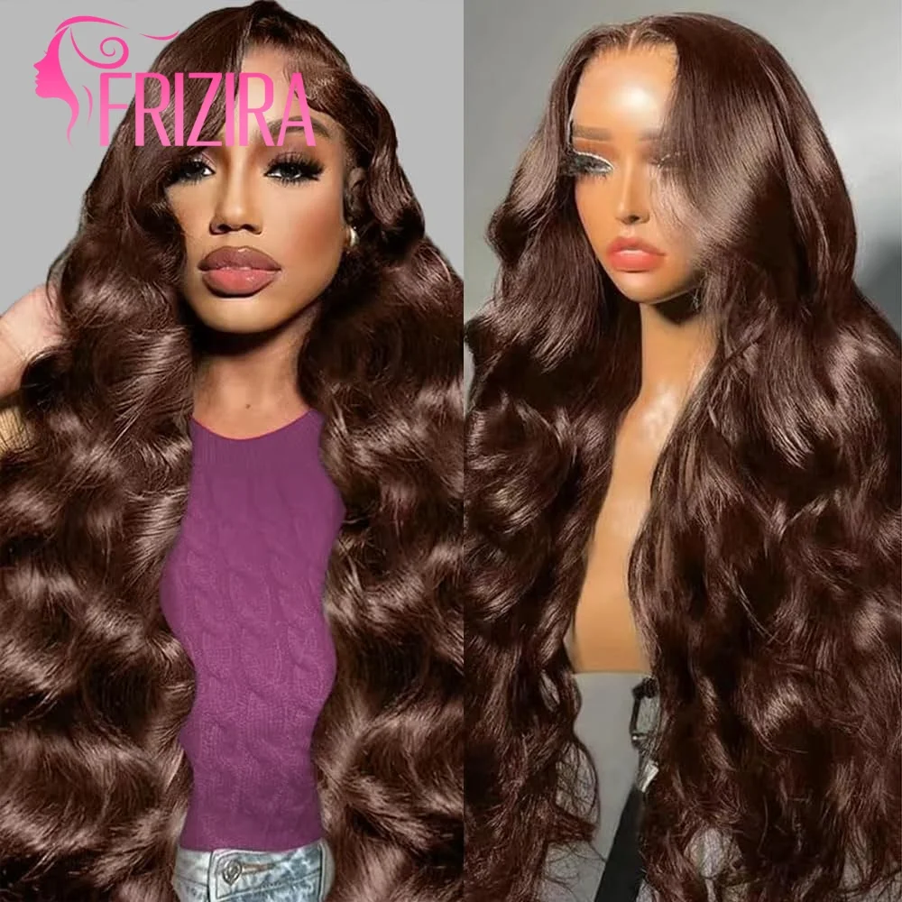 

180 Плотность Шоколадно-коричневый 13x6 Парики из натуральных волос Hd Lace Front Предварительно выщипанные бразильские объемные волны Кружевной фронтальный парик для женщин