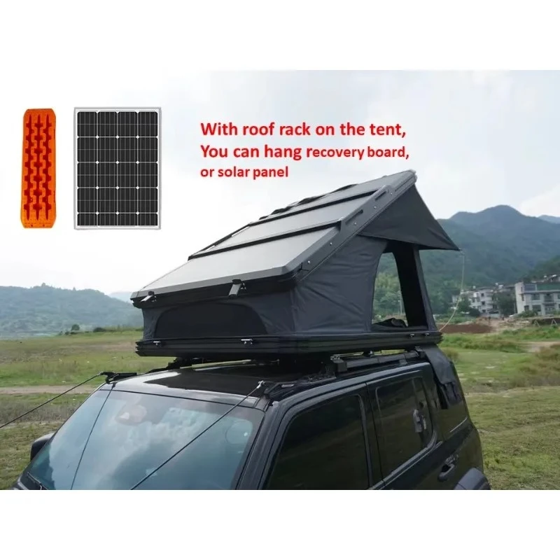 Outdoor Camping Aluminum 4 Person Hardtop Roof Tents for Vehicles, Large Clamshell RTT X Hinge Hard Shell Roof Top Tent