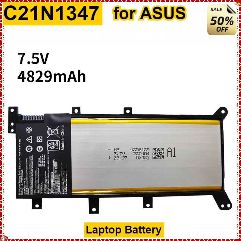 Bateria do portátil 4829mAh C21N1347 para ASUS X554L X555L X555LB X555LN X555 X555LD X555LP F555A F555U W519L F555UA VM 2ICP4/63/134