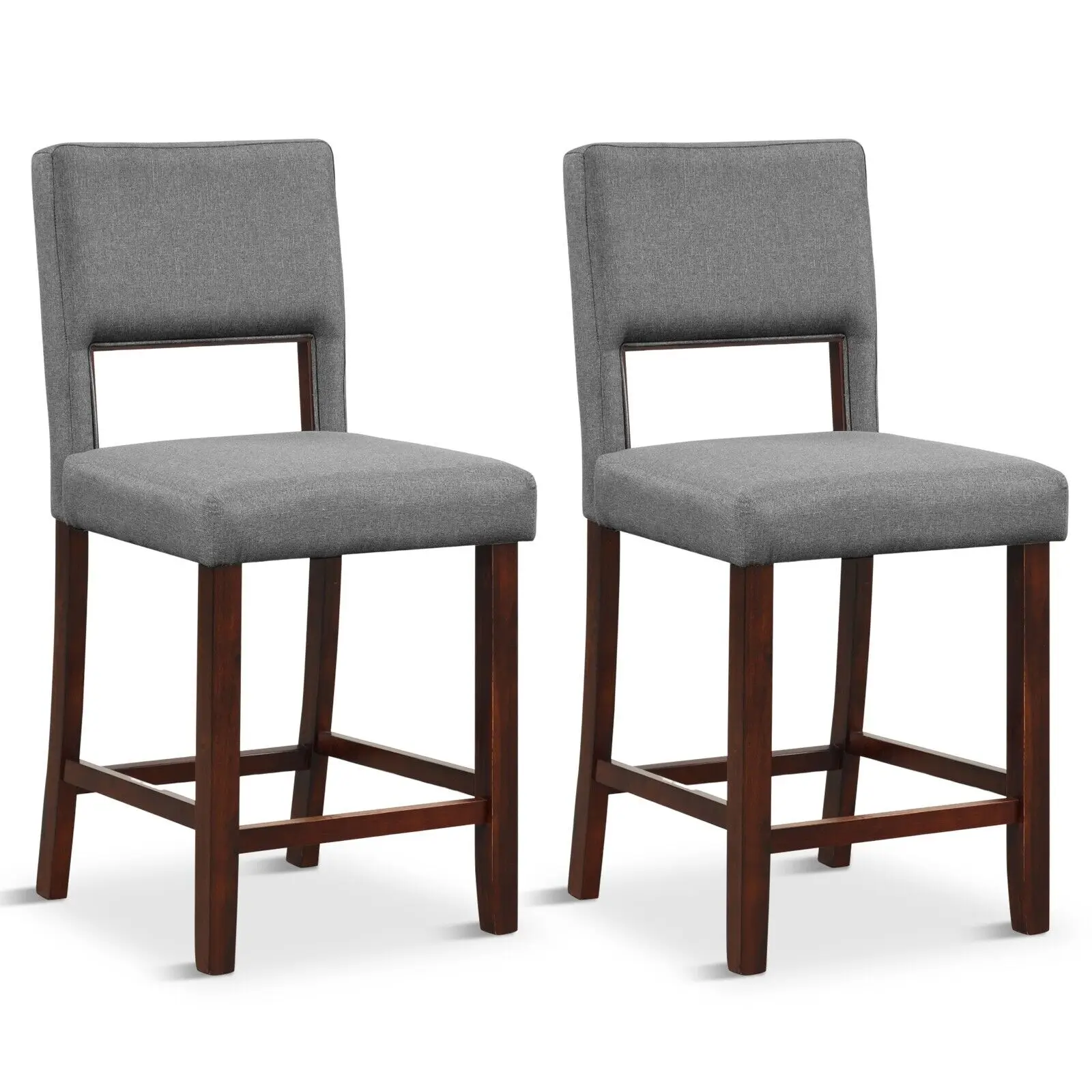 GOFLAME Set of 2 Bar Stools Linen Counter Height Chair Upholstered Kitchen Island Stool